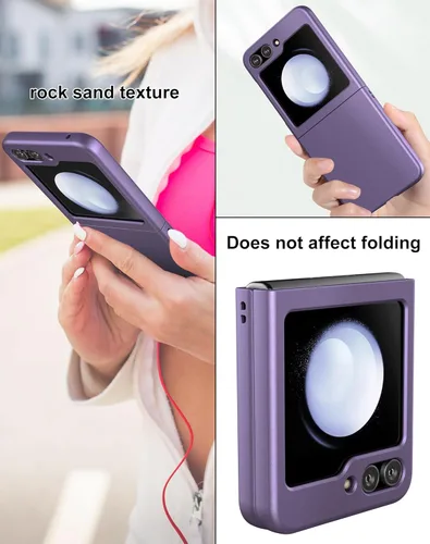 Miniatura 8 de Funda delgada para Galaxy Z Flip 5, [película de pantalla frontal dura transparente incorporada + parte trasera de policarbonato duro]
