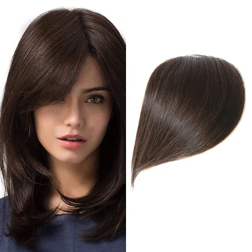 Miniatura 9 de Shinon Flequillo lateral grueso con clip, cabello humano real, flequillo, extensiones de flequillo barrido, extensiones de flequillo de aspecto