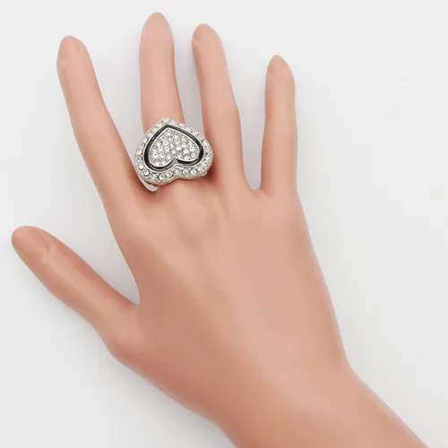 Miniatura 6 de Lavencious Anillos elásticos de diamantes de imitación en forma de corazón para mujer, talla 7-9