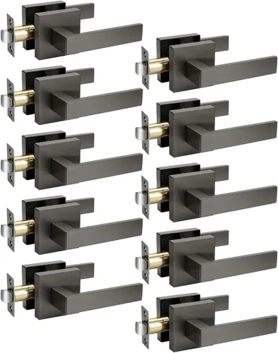 Miniatura 9 de KNOBWELL Paquete de 1 manija de puerta interior negra para uso en interiores, reversible para izquierda y derecha sin llave Negro