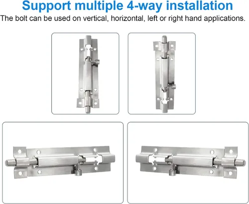 Miniatura 4 de Cerradura deslizante de seguridad para puerta, 6 unidades, perno de barril de 4 pulgadas/3.937 in con acero sólido resistente para mantenerte seguro