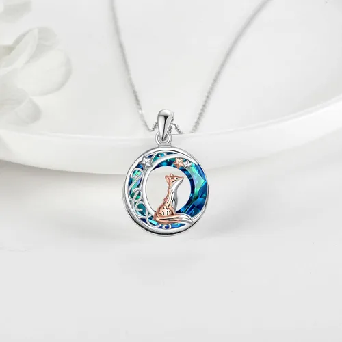 Miniatura 3 de CUPENDA Collar de plata de ley con colgante de zorroserpienteunicorniobúho en la lunaconejocaballo, joyería de regalo para mujeres, mamá, hermana