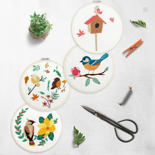 Miniatura 4 de Bonroy Juego de 4 juegos de bordado para principiantes, manualidades de arte, fácil costura, incluye ropa de bordado, patrón, aro de bordado, manual
