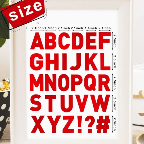 Miniatura 2 de Chinco 232 piezas de 24 hojas de calcomanías de letras rojas grandes para tablón de anuncios, etiquetas del alfabeto de 2.5 pulgadas, números