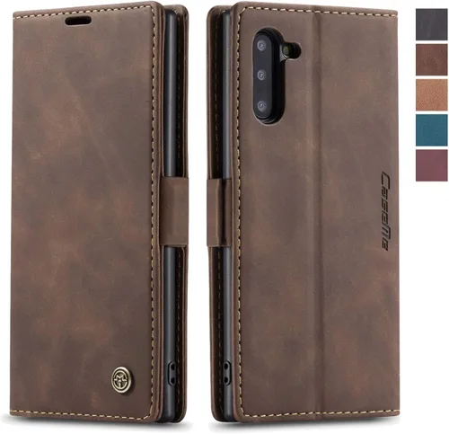 Miniatura 12 de japezop Funda tipo cartera compatible con Samsung Galaxy Note 10, con soporte magnético, funda protectora de piel sintética, estilo retro, con Azul