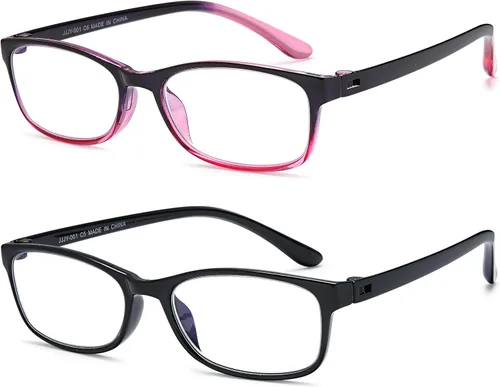 Miniatura 2 de EYEURL Gafas de lectura para hombres y mujeres, lentes de bloqueo de luz azul que reducen la fatiga ocular, paquete de 2 unidades, marco TR90 ligero