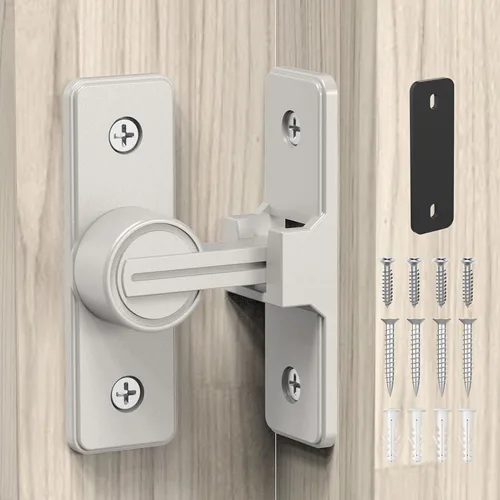 Miniatura 10 de Cerradura de puerta de granero abatible de 90 grados, cerraduras de puerta corredera de alta resistencia para jardín, baño, garaje, puertas