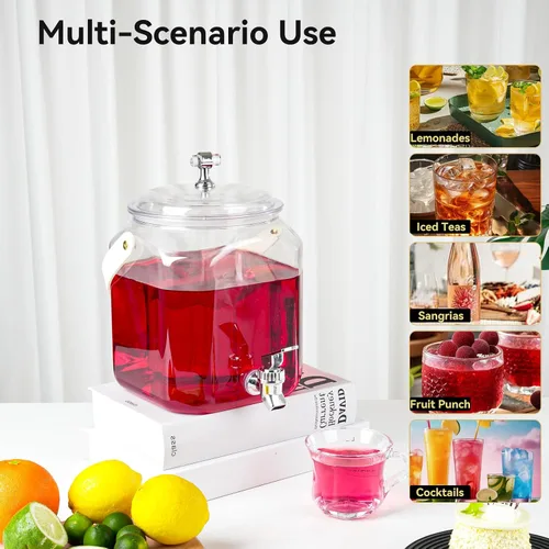 Miniatura 5 de Dispensador de bebidas de 1 galón, dispensador de jugos a prueba de fugas, dispensador de limonada de plástico sellado con tapas antioxidantes