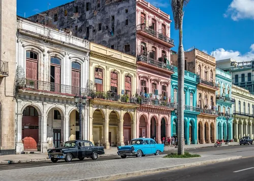 Miniatura 5 de BELECO Telón de fondo de tela de 5 x 3 pies para la calle de Cuba Ciudad Latinoamericana Vieja Habana Centro Calle Colorido Fondo de Casa Cuba