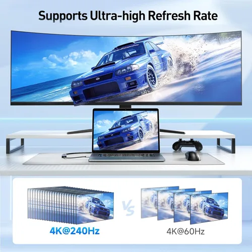 Miniatura 4 de Cable Matters Adaptador unidireccional USB C a HDMI 2.1 de 48 Gbps para macOS, soporta 8K @60Hz / 4K @240Hz HDR, adaptador Thunderbolt 5 a HDMI,