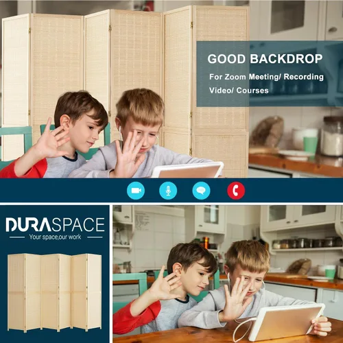 Miniatura 7 de Duraspace Divisor de habitación de bambú de 6 paneles, pantalla de privacidad plegable de 5.6 pies de alto para separación de habitaciones