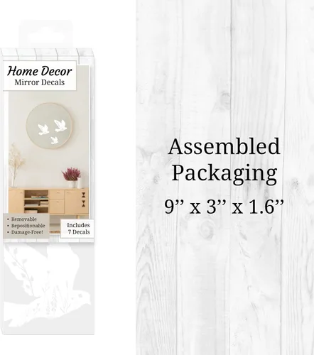 Miniatura 8 de Calcomanías de espejo de pájaro floral blanco – Calcomanías de vinilo elegantes y versátiles para espejos, paredes, puertas, ventanas, fáciles