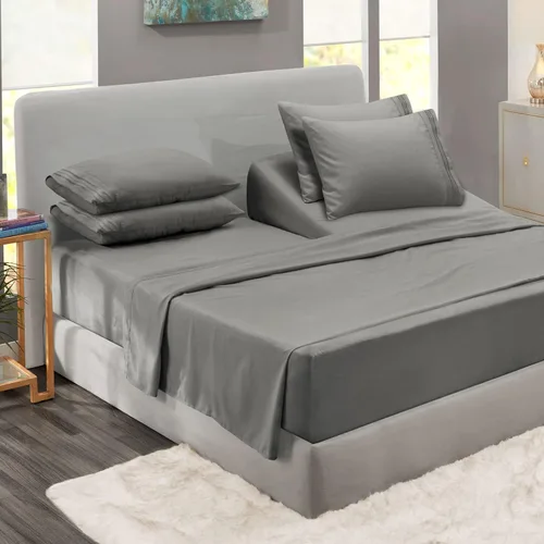 Miniatura 11 de Clara Clark - Juego de sábanas King con Flex Top, 6 piezas - Sábanas de lujo para cama King con cabeza dividida, juego de cama súper suave, King
