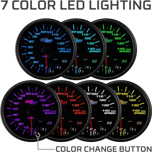 Miniatura 3 de Glowshift Tinted 7 Color 3 3/4 en Dash Velocímetro Gauge