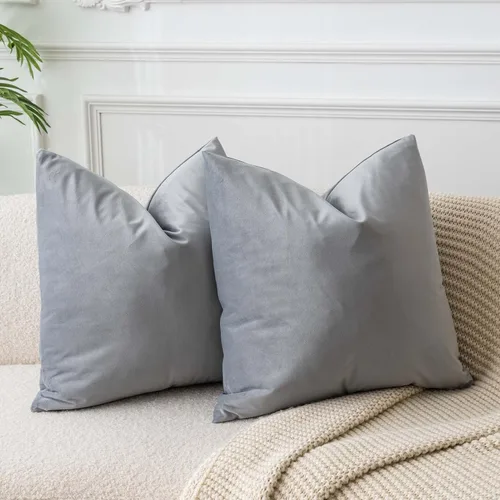 Miniatura 77 de Juspurbet - Juego de 2 fundas decorativas de terciopelo para cojines, fundas suaves para sofá, cama o sillón con cremallera oculta, para sala