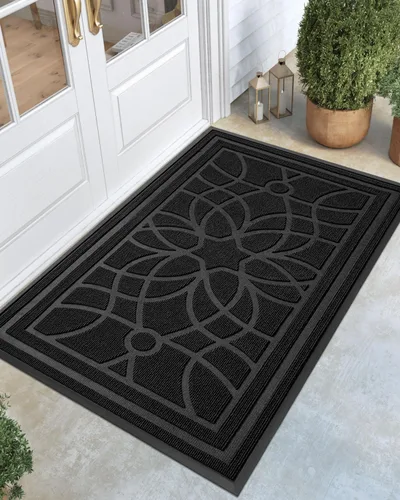 Miniatura 18 de DEXI - Felpudo para puerta exterior, alfombra de entrada de perfil bajo y resistente antideslizante para el recibidor, alfombras de bienvenida que