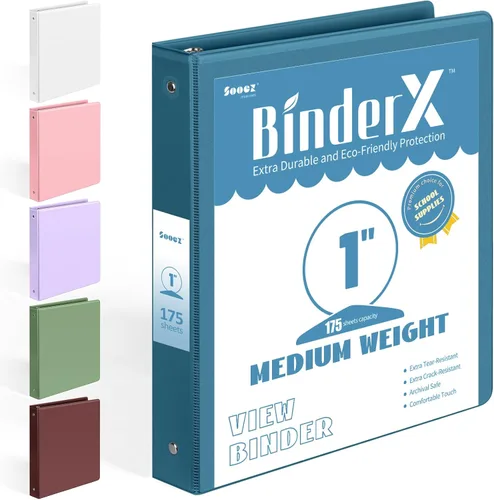 Miniatura 15 de BinderX - Carpeta de 3 anillos redondos extraduradera de 1 pulgada, se adapta a 175 hojas de papel de 8.5 x 11 pulgadas, cubierta personalizable