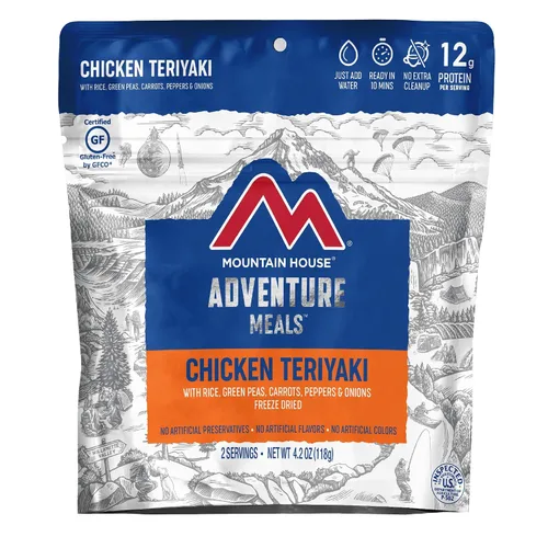 Miniatura 2 de Mountain House Teriyaki de pollo con arroz (2 porciones) Arroz frito con pollo (2 porciones) Alimentos liofilizados para mochileros