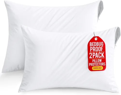 Utopia Bedding - Funda de almohada impermeable con cremallera, 20 x 26 pulgadas, 2 unidades, estándar, color blanco