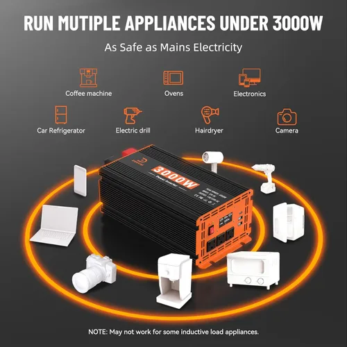 Miniatura 6 de Inversor de corriente de 3000 W de 12 V CC a 110 V/120 V CA convertidor para RV/camión/barco/campamento/inversor de energía solar fuera de la red