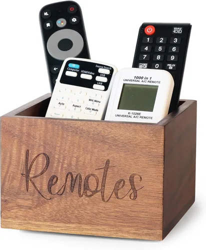 Miniatura 9 de Soporte para control remoto, soporte de madera para control remoto de TV para mesa, organizador remoto para decoración del hogar, caja remota