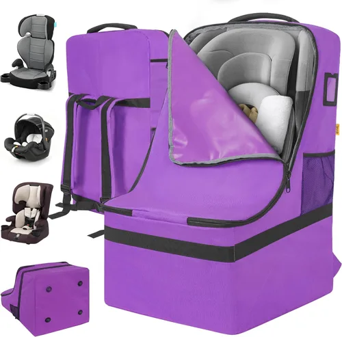 Miniatura 10 de IBVIVIC Bolsa de viaje acolchada para asiento de automóvil para avión, bolsa de asiento de automóvil resistente para puerta de viaje aéreo, bolsa