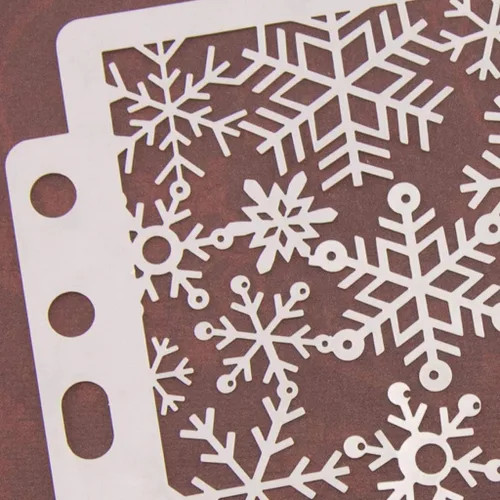 Miniatura 6 de Plantillas de pintura de plástico PET con diseño hueco de copo de nieve, perfectas para diseño textil, decoración de pared, ventana, papel, álbumes