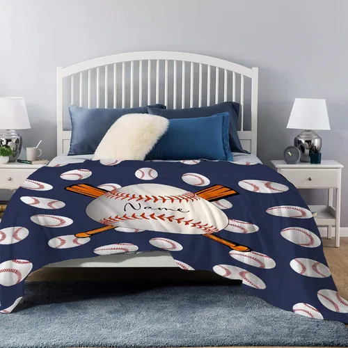 Miniatura 4 de Manta personalizada de béisbol para sofá, manta personalizada con nombre, manta ligera de felpa mullida de 60 x 50 pulgadas, para adolescentes