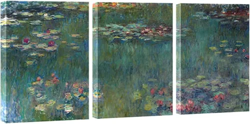 Miniatura 8 de Wieco Art Claude Monet - Lienzo enmarcado con 3 paneles, arte de pared de lirios de agua por Claude Monet, pinturas famosas, impresiones en lienzo