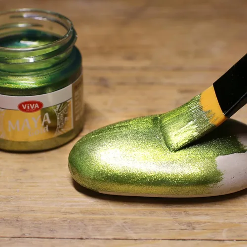 Miniatura 8 de Viva Decor Maya Gold (verde manzana) 1.52 onzas líquidas - Pintura acrílica metálica brillante para trabajos creativos en madera, vidrio