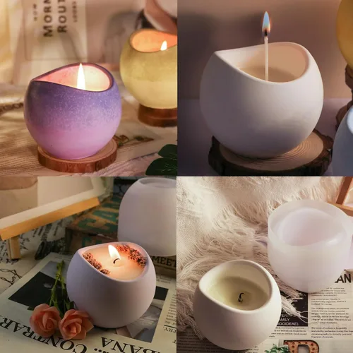 Miniatura 7 de Moldes de silicona curvos para velas, recipientes en forma de huevo, moldes de cemento de resina, moldes de cemento de hormigón, recipientes de vela