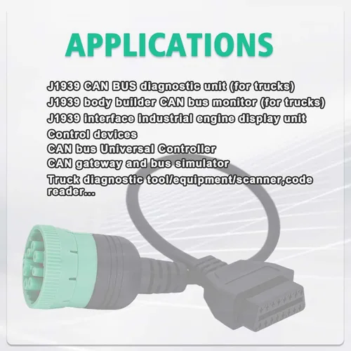 Miniatura 4 de Cable adaptador OBD2 de 9 pines a 16 pines para camiones pesados y vehículos comerciales, tipo 2 verde J1939 conector de diagnóstico Plug Trabajo