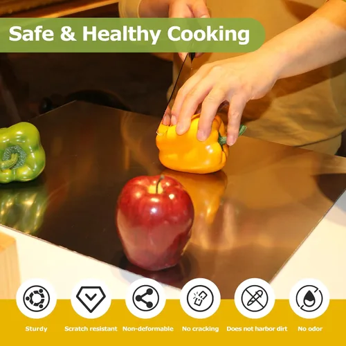Tabla de cortar para cocina, tabla de cortar de acero inoxidable de grado alimenticio con reborde, tabla de cortar de metal para carne, frutas,