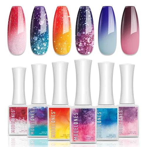 Miniatura 23 de modelones Juego de esmalte de uñas de gel, 0.5 onzas líquidas, base sedosa mejorada y capa superior extra brillante, transparente, no se limpia