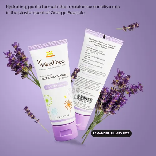 Miniatura 7 de Lil Naked Bee - Loción para bebés para niños (2.5 onzas), loción facial y corporal de mejillas de canción de cuna de lavanda para pieles sensibles