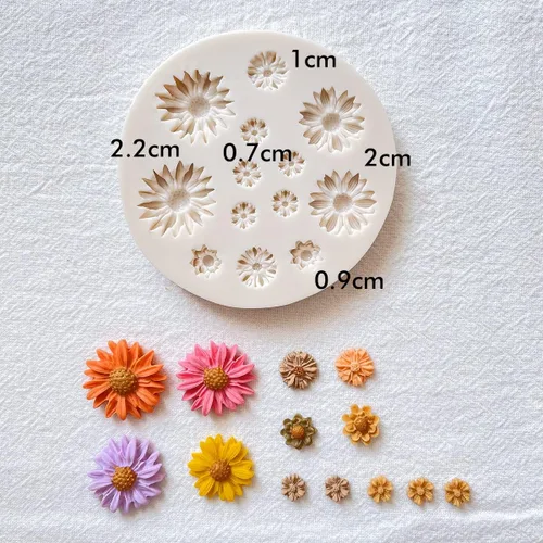 Miniatura 5 de KEOKER Moldes de arcilla polimérica para flores, 2 moldes para hacer joyas, cortadores de arcilla para decoración de aretes (flor mediana)