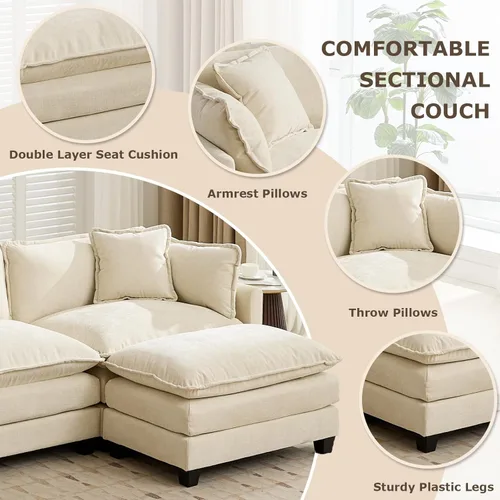Miniatura 4 de SoarFlash Sofá modula, de felpilla, posición de en medio, beige