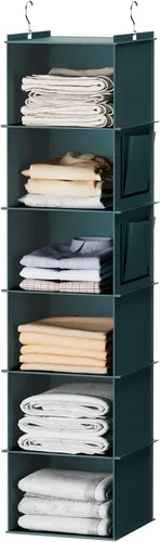 Miniatura 9 de YOUDENOVA - Organizador colgante para clóset con 6 estantes de almacenamiento, paquete de 2, negro