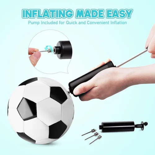Miniatura 5 de Soccer Ball Size 5 Size 4 Size 3 Size 2 with Pump Deflated - 2 Pack Standard Indoor Outdoor Training Ball Black and White - Gift for Adult Youth
