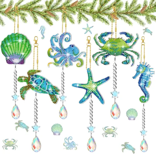 Miniatura 11 de Tradder Juego de 6 piezas de pintura de diamante para colibrí, campanillas de viento, pájaros, kits de arte para adultos, vacaciones, escuela