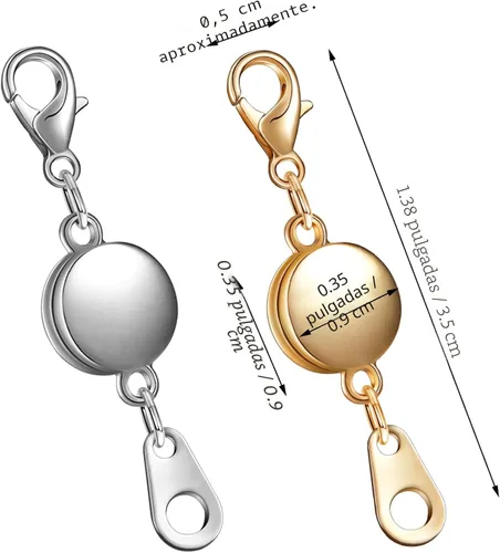 Miniatura 2 de 12 piezas de cierre magnético con bloqueo para joyería, cierre redondo para collar, cierres para pulsera, extensor de pulsera para fabricación