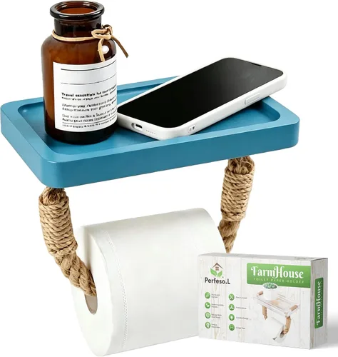 Miniatura 11 de Soporte de papel higiénico de granja, cuerda costera de playa, decoración de baño, toallero de madera rústica, soporte de pared, soporte de rollo