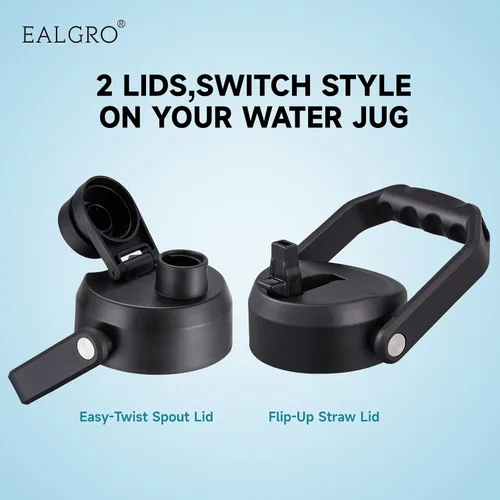 Miniatura 2 de EALGRO Botella de Agua Aislada de Medio Galón Jarra con Pajilla, 64 oz Frasco de Agua Deportivo de Metal de Acero Inoxidable Grande con Asa, Taza