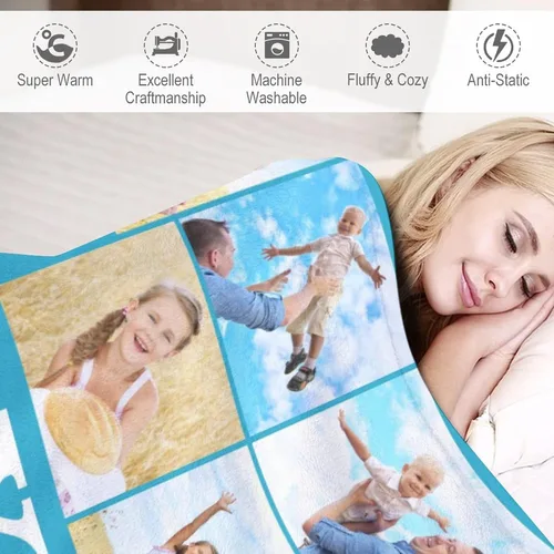 Miniatura 3 de Manta personalizada, mantas personalizadas con fotos: fabricada en Estados Unidos, manta personalizada para regalo conmemorativo de 10 fotos, manta