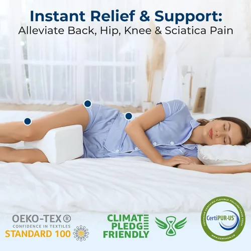Miniatura 3 de 5 STARS UNITED Almohada de rodilla grande para personas que duermen de lado + almohada de rodilla para dormir de espalda, cojín de espuma