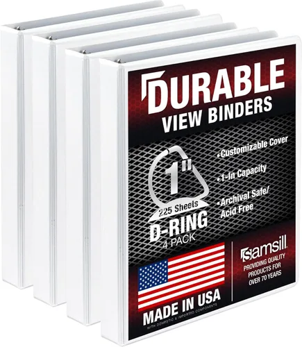 Miniatura 98 de Samsill Carpeta duradera de 1.5 pulgadas, fabricada en los Estados Unidos, carpeta de anillos en D, carpeta transparente personalizable, color rojo