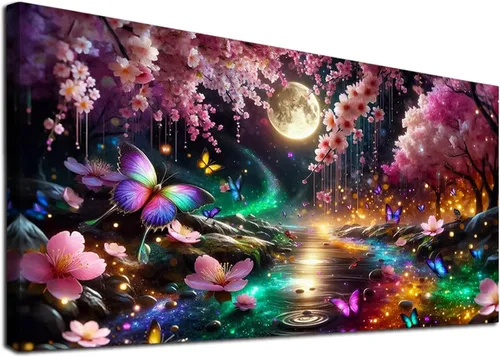 Miniatura 10 de JATOK Kits de pintura de diamantes para adultos, kits de arte de diamantes en cascada colorida 5D para principiantes, pintura de taladro redondo