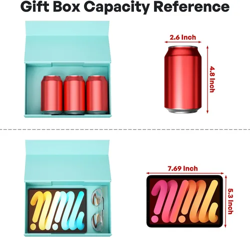 Miniatura 3 de Caja para regalo turquesa, cajas de regalo de 9.5x6x3 pulgadas con tapas, cierre magnético, rectangular, plegable, para caja de propuesta de dama