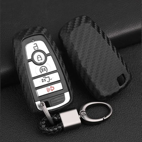 Miniatura 2 de DHESPT Para Ford F150 carcasa de llave de coche de fibra de carbono para llavero de coche compatible con Ford Escape F-150 Fusion Ecosport Edge
