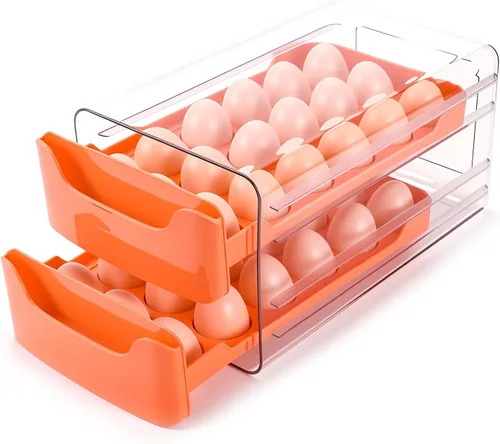 Miniatura 8 de Soporte para huevos para nevera, se adapta a huevos grandes, almacenamiento de 18 huevos para encimera de refrigerador, dispensador de 1 nivel